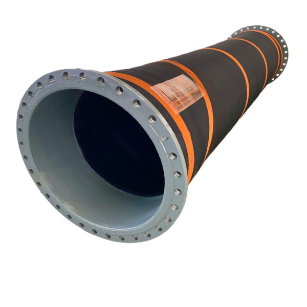 Large Diameter 6-8 Inch Water Suction Discharge Rubber Hose with Flange Wear Resistance Flexible Customizable Cutting Service