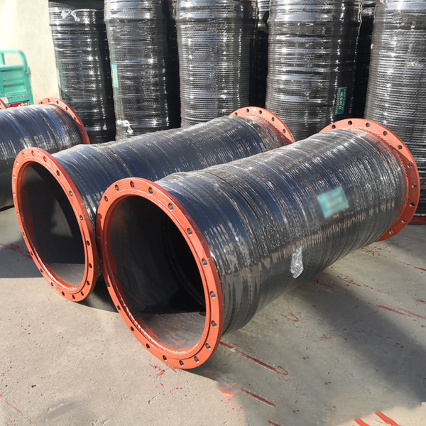 Large Diameter 6-8 Inch Water Suction Discharge Rubber Hose with Flange Wear Resistance Flexible Customizable Cutting Service - 图片 4